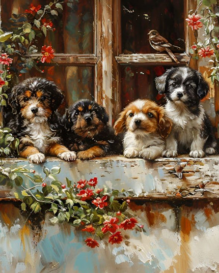Window Puppy Quartet