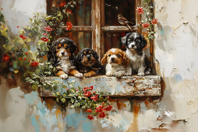 Window Puppy Quartet