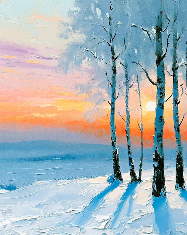 Winter Glow Among the Birches