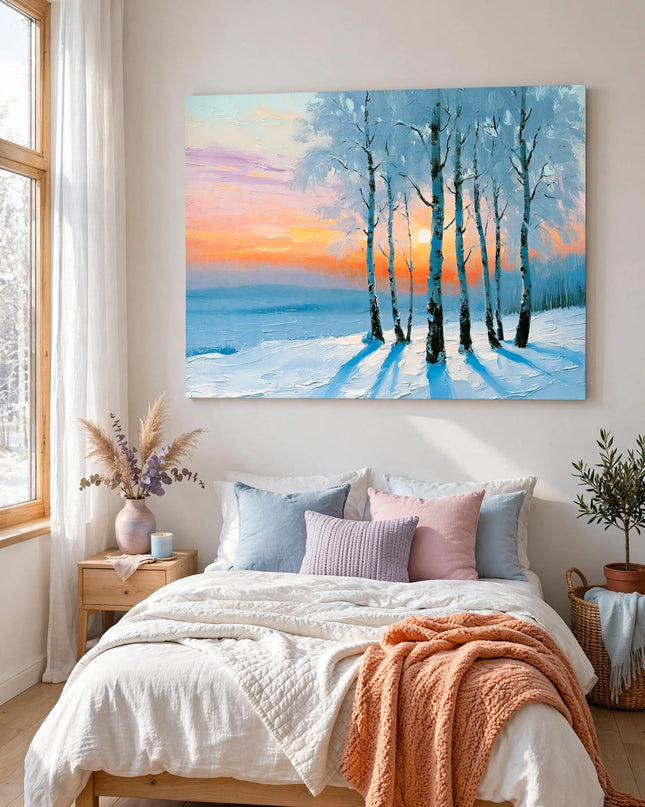 Winter Glow Among the Birches